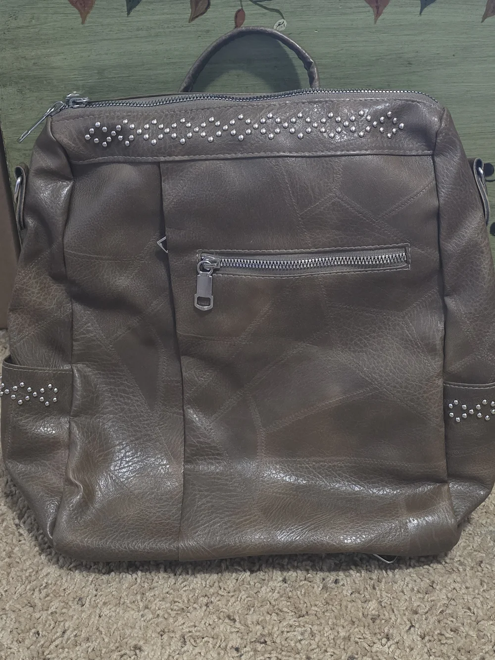 Studded Taupe Women's Shoulder Bag